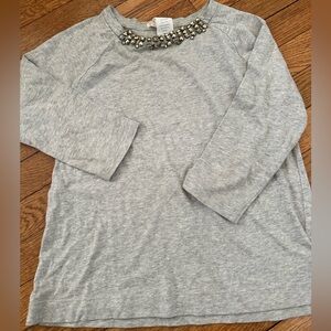 J. Crew Crew cuts size 14 embellished gray tee never worn with bling collar.